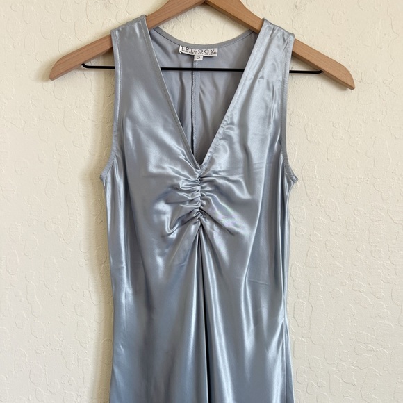 Vintage Y2K Rampage Trilogy Iridescent Blue Sleeveless Ruched Maxi Slip Dress 2 - Picture 2 of 5